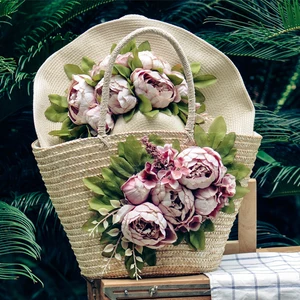 Женская плетеная пляжная сумка, вместительная соломенная сумка ручной работы с цветами, 2021