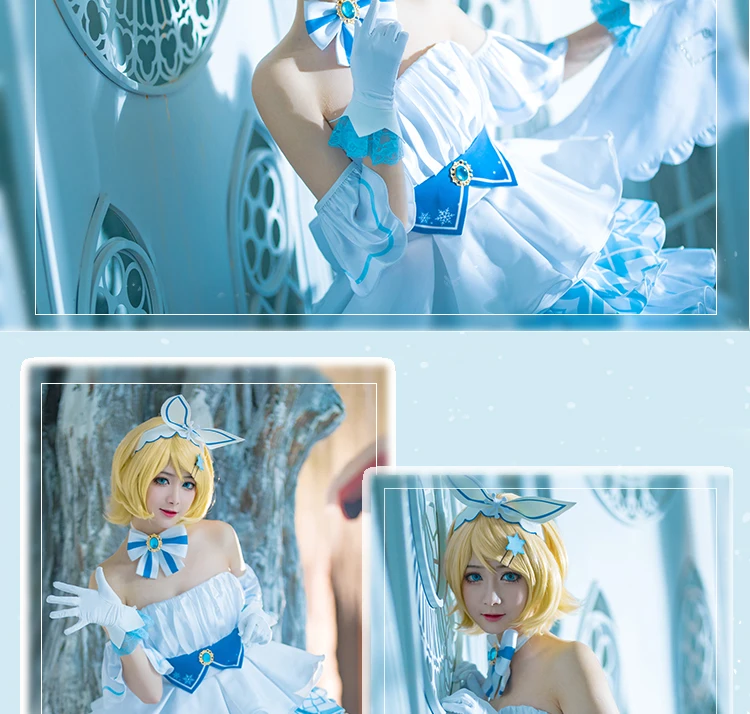 Аниме! Vocaloid Kagamine Rin/Len Snow Miku 10th anniversary живое платье красивая форма косплей костюм новинка