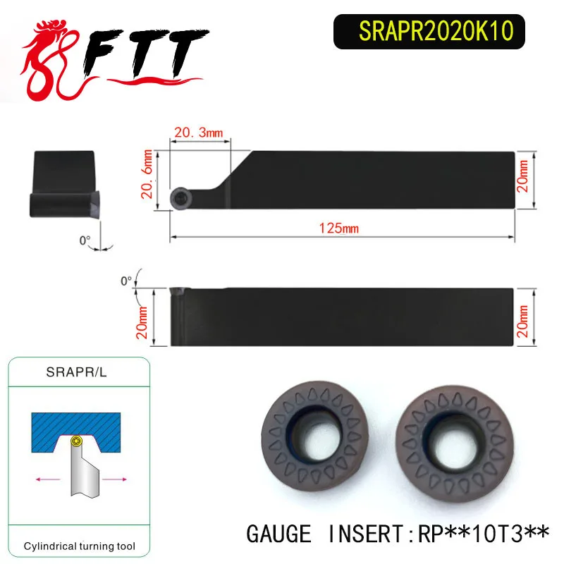 

SRAPR2020K10 External Turning Tool Holder For RPMT10T3 Used on CNC Lathe Machine