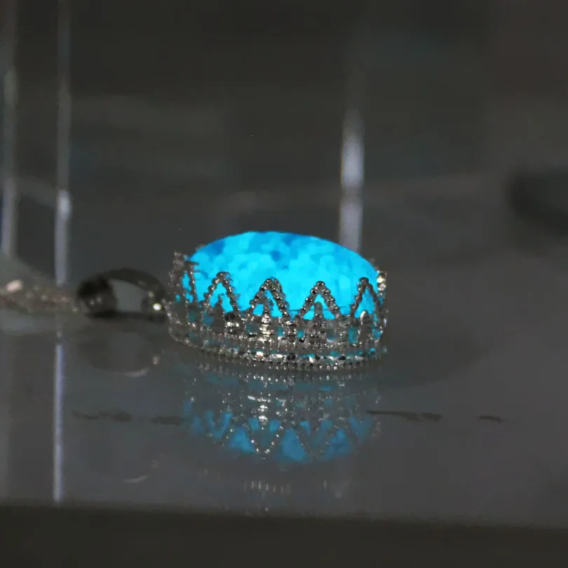 

Women Crown Necklace Philosopher's Stone Katherine Pierce Moonstone Pendants Necklaces GLOW in the DARK Women Chain