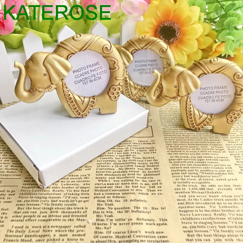 200PCS Lucky Gold Elephant Photo Frame Place Card Holder Indian Themed Wedding Party Return Giveaway For Guest | Дом и сад