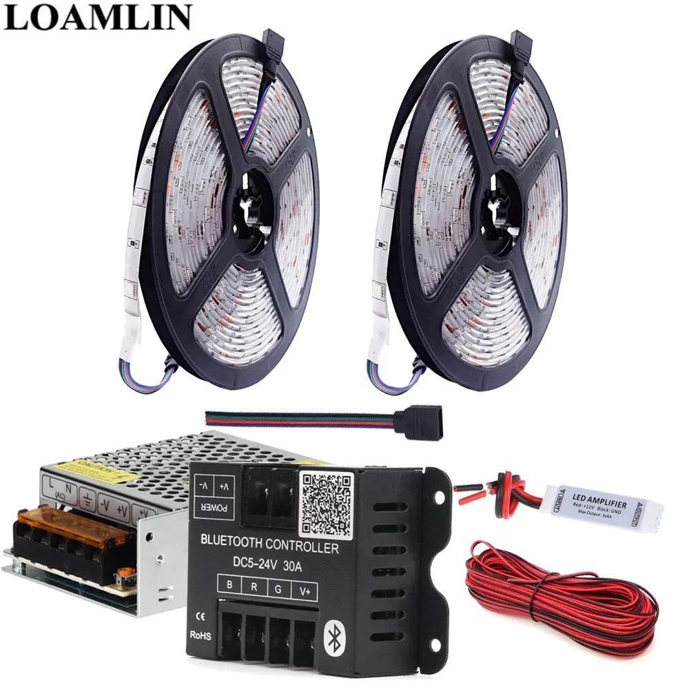 Светодиодная лента RGB 5050SMD 5 м 10 15 20 30 светодиодов/м Bluetooth светодиодный контроллер