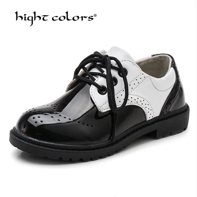

Size 31~42 Spring British Style Women Brogues Patent Leather Lace up Oxford Shoes for Women Round Toe Mixed Color Women Shoes