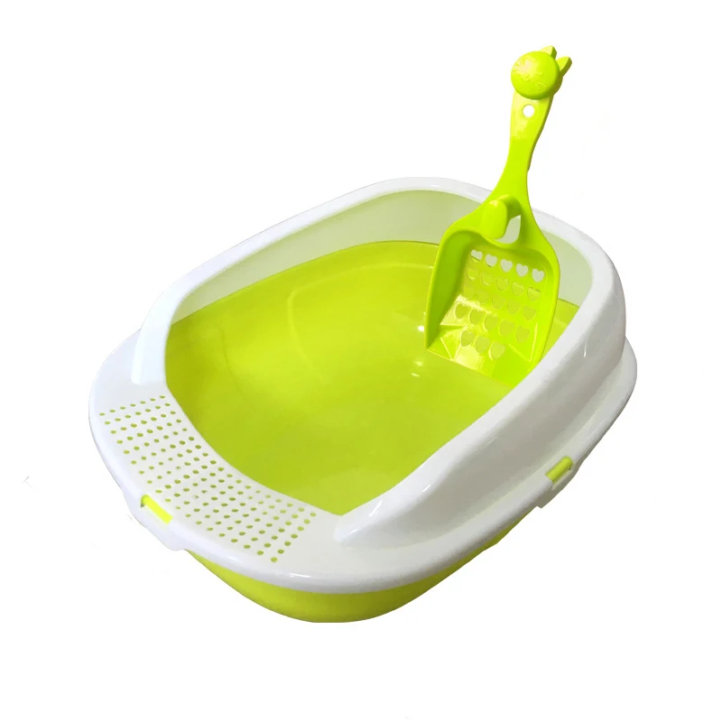 Grass green RFWCAK съемный пластиковый контейнер для домашних животных полузакрытый Открытый Анти-всплеск многоразовые кошачьи постельные принадлежности для уборки туалета - Цвет: Grass green