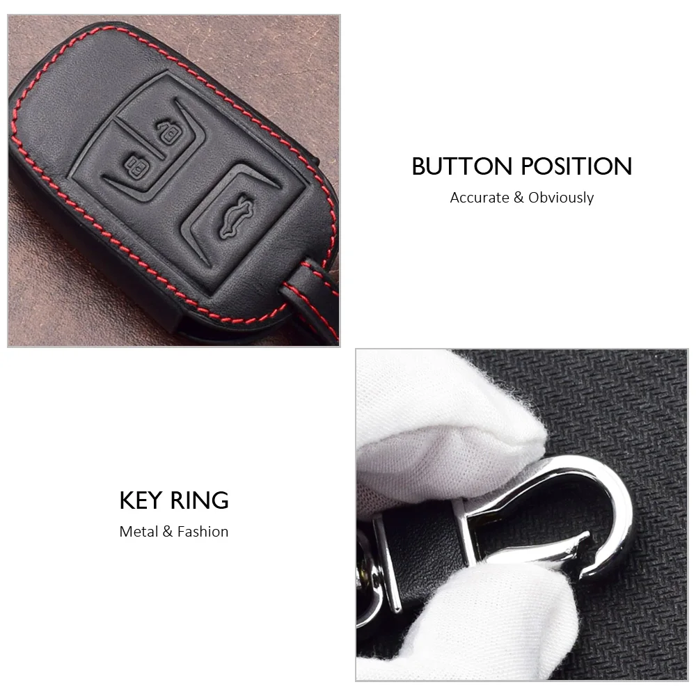 Чехол для ключей из натуральной кожи ATOBABI Chery Tiggo 3 5 ARRIZO 7 E3 E5 Bonus Button Smart Auto Remote Fob Shell
