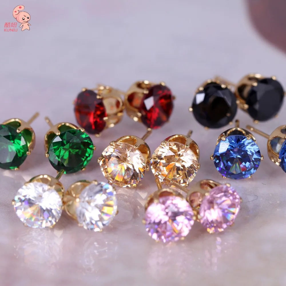Женские круглые серьги гвоздики с кристаллами|cz stud earrings|fashion earringsstud earrings |