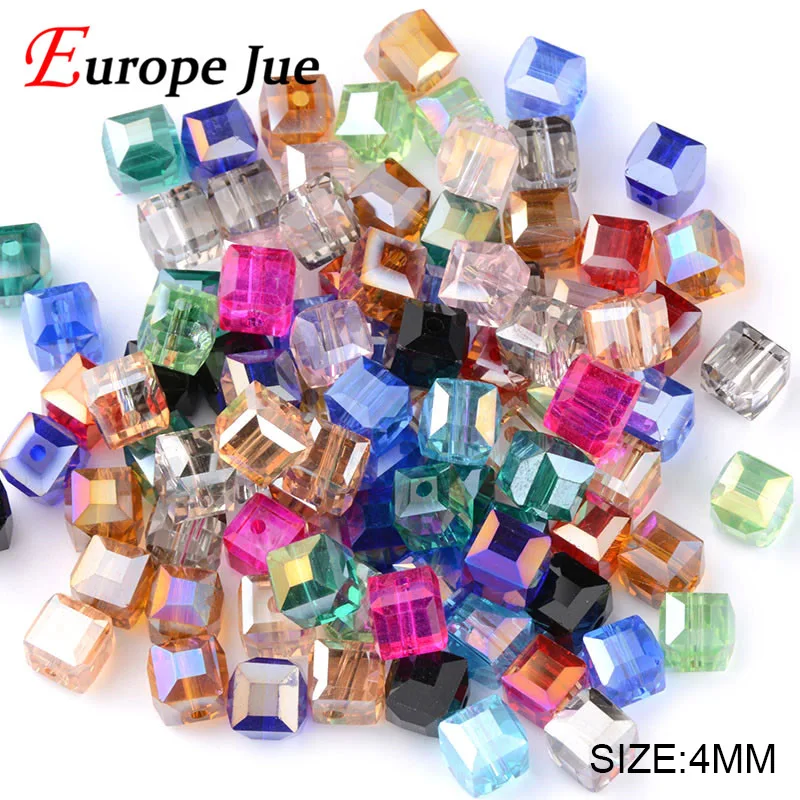 

High quality 4mm 200pcs Square shape Upscale Austrian crystal beads loose bead quadrate glass ball DIY supply bracelet Jewelry