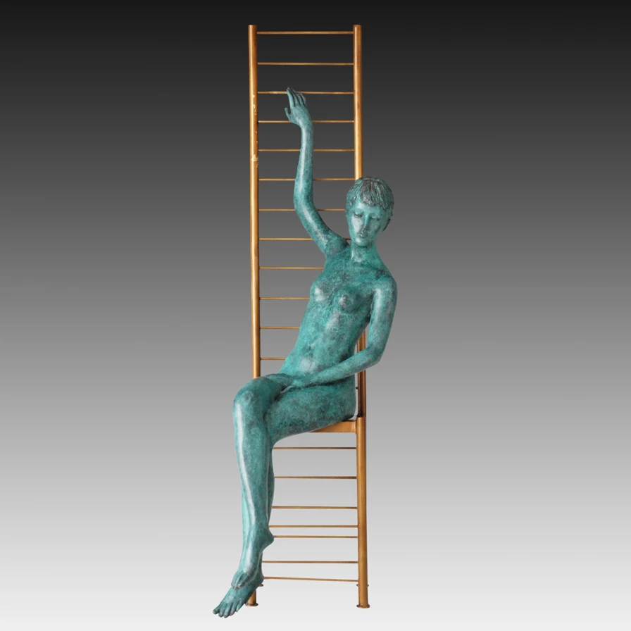 

Western Bronze Nude Female Sculpture Statue Modern Naked Woman Art Life Size Greenish Hot Cast Hotel Decoration