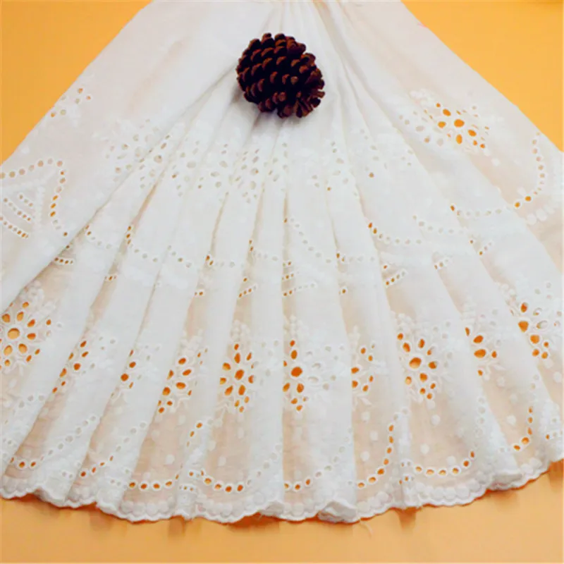 

Lace Trim 3 yard Ivory Cotton Embroidered Hollow Lace Fabric Ribbon Tapes Sewing Accessories 44cm 17.3in wide QL4K140