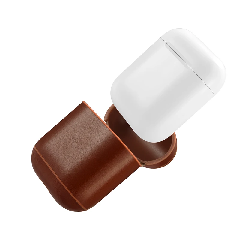 Чехол для наушников Apple Airpods кожаный чехол с кнопками аксессуары защитный