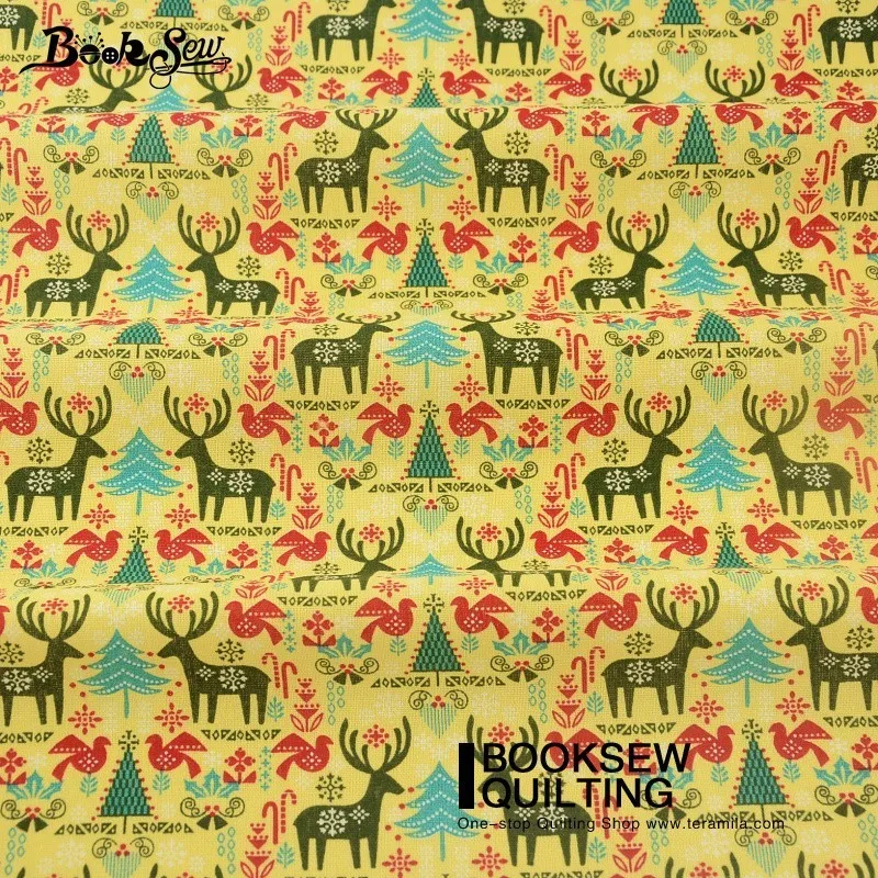 Хлопковая льняная ткань красивая рождественская елка и олень художественная