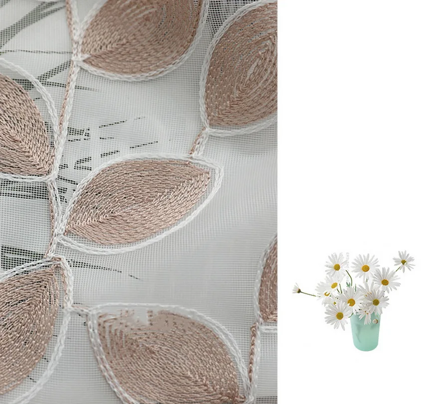 Blue Four-leaf Clover Embroidery Tulle Curtains For Living Room Sheer Panels White Voile Curtains For Bedroom Kitchen M099#4