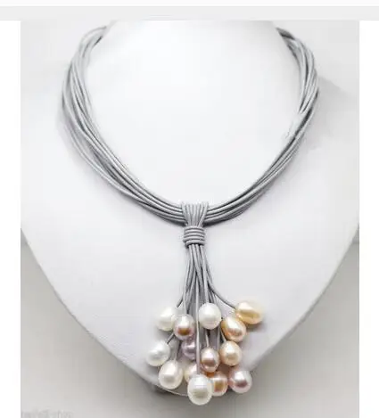 Разноцветное натуральное колье 16 &quotМода 10-11 мм смешанные цвета жемчужное