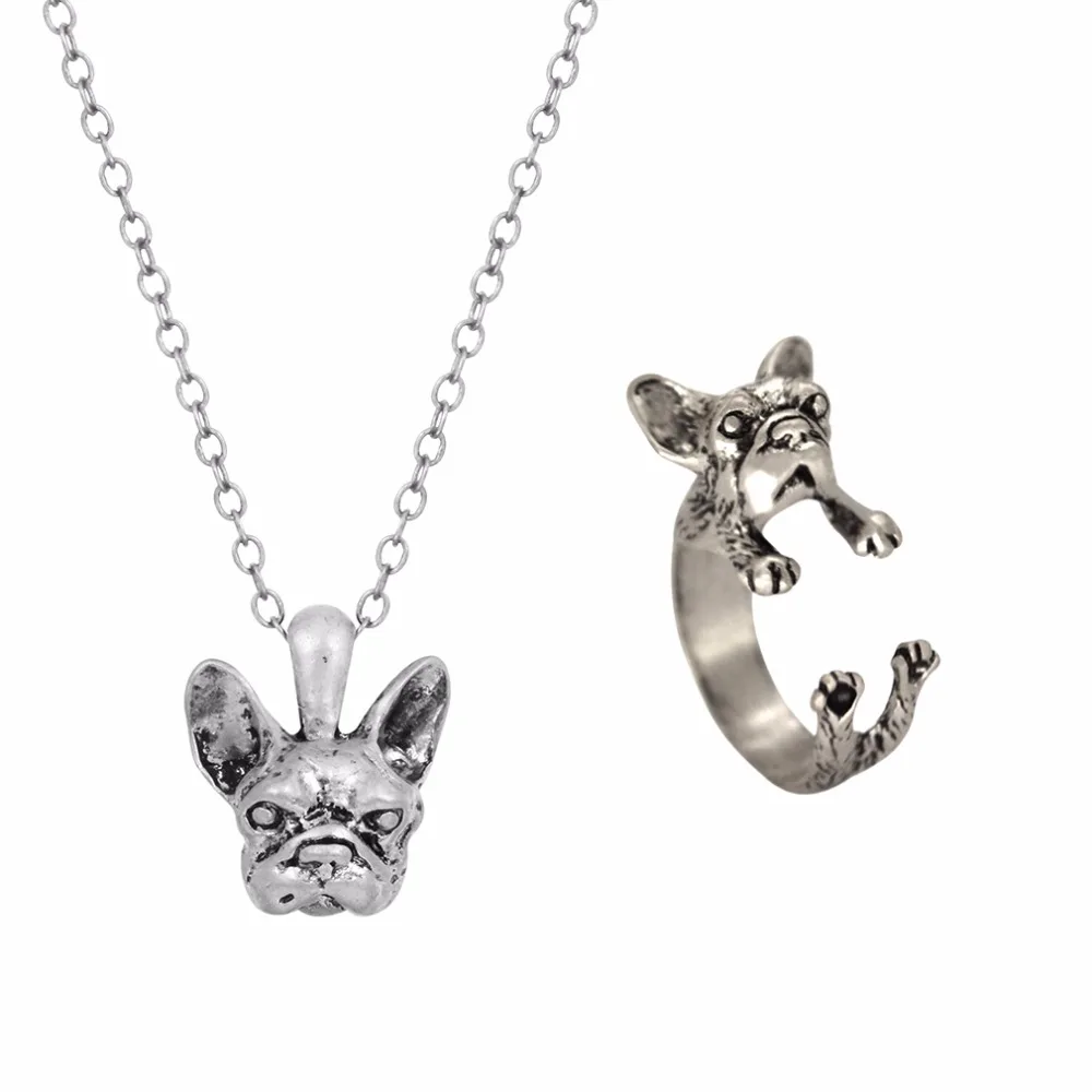 Kinitial Новый стиль хиппи шик животных Французский бульдог Цепочки и ожерелья