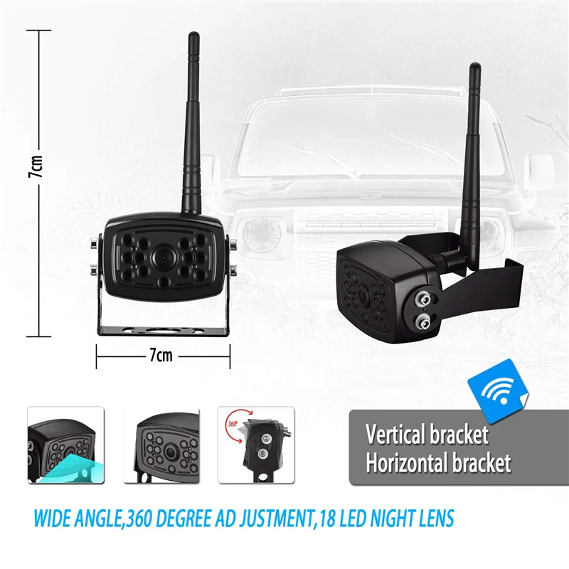 YuanTing Digital Wireless Signal Transmission System 7'' HD Monitor Night Vision Waterproof Backup Rear View Camera For Truck RV |
