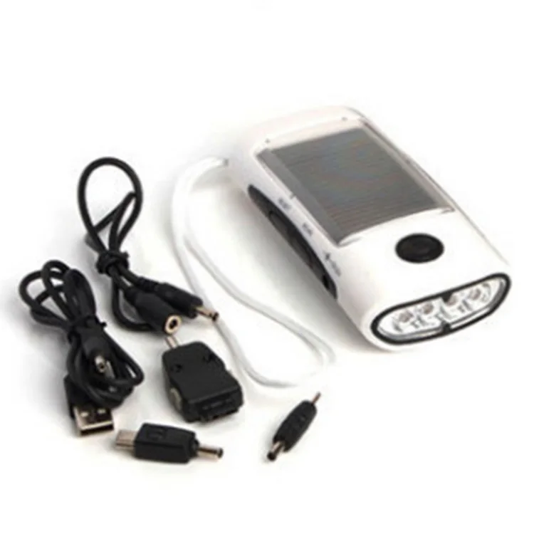 HOT!!! New Multifunctional 4 LED Solar Power Bank Powered Dynamo FM Radio Flashlight Cell Phones Battery Charger Free | Мобильные