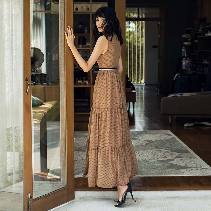 VERRAGEE женское 2017 винтажное многослойное платье сексуальное в горошек лоскутное