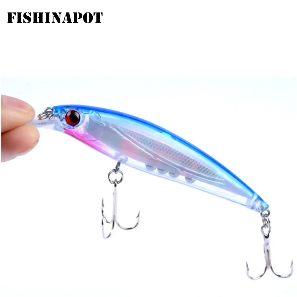 FISHINAPOIT 1 шт. лазерная прозрачная приманка в виде гольяна 11 см 14 г тройные Крючки