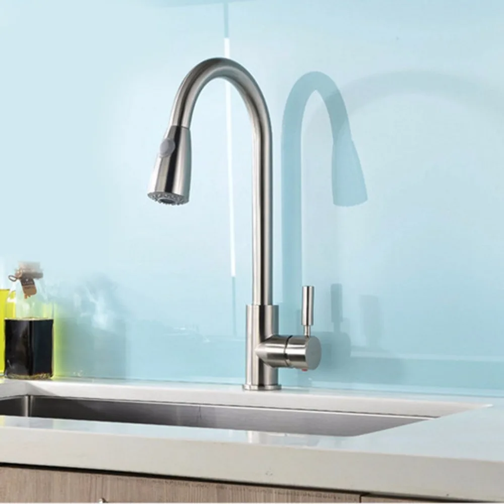 304 Stainless Steel Kitchen Pull-out Faucet Hot And Cold Sink Telescopic Drop Shipping Wholesale Supplier Sale | Обустройство дома