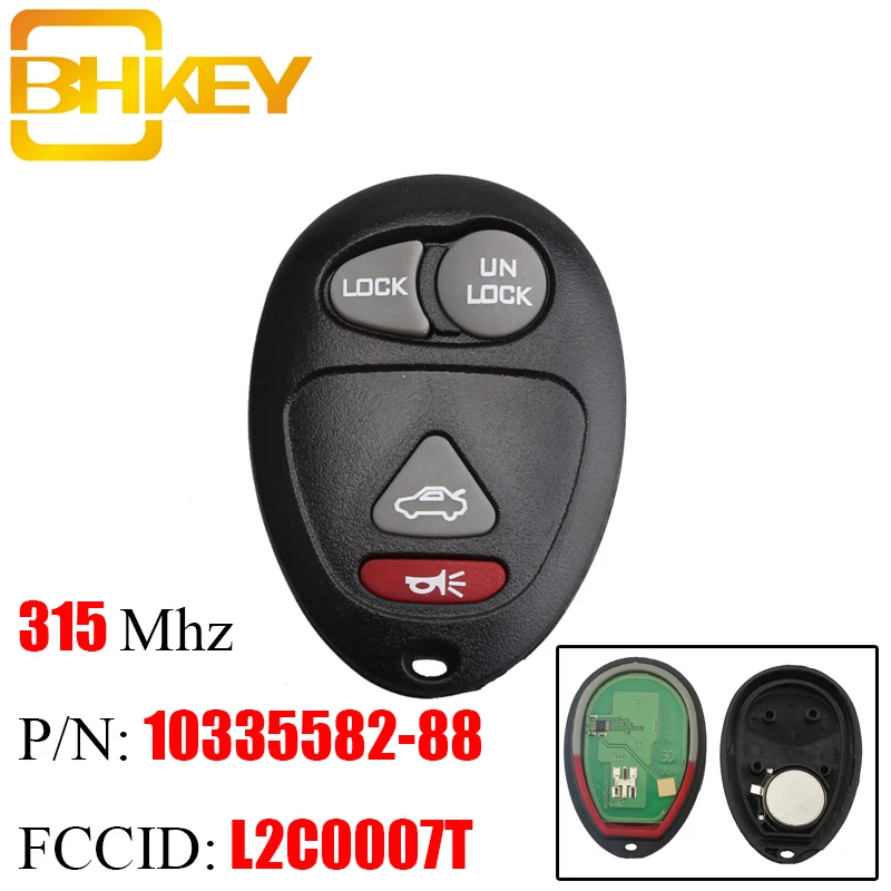 BHKEY 3 + 1 4 кнопки без ключа дистанционный Автомобильный ключ для Buick Century Regal рандеву