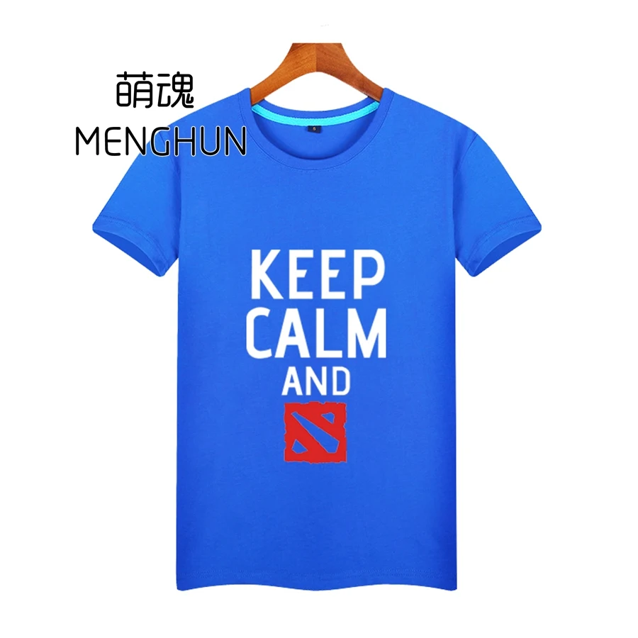 Популярные игровые футболки хлопковые для любителей игры Keep calm and play Dota2 мужские |
