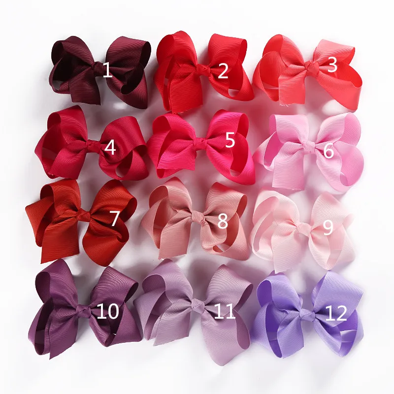 24 colors 5 Inches Hair Bow Boutique Grosgrain Ribbon Hairgrips Clips Headwear Barrette Bowknot For Women Girls Accessories | Детская