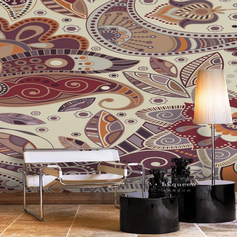 

Custom 3d mural Southeast pattern ethnic characteristics background custom high-quality waterproof lobby hotel mural wallpaper