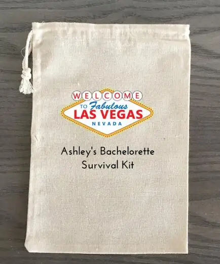 

personalize Vegas welcome Bachelorette Hangover bridal shower recovery Survival Kit wedding favor gift bags party Candy pouches