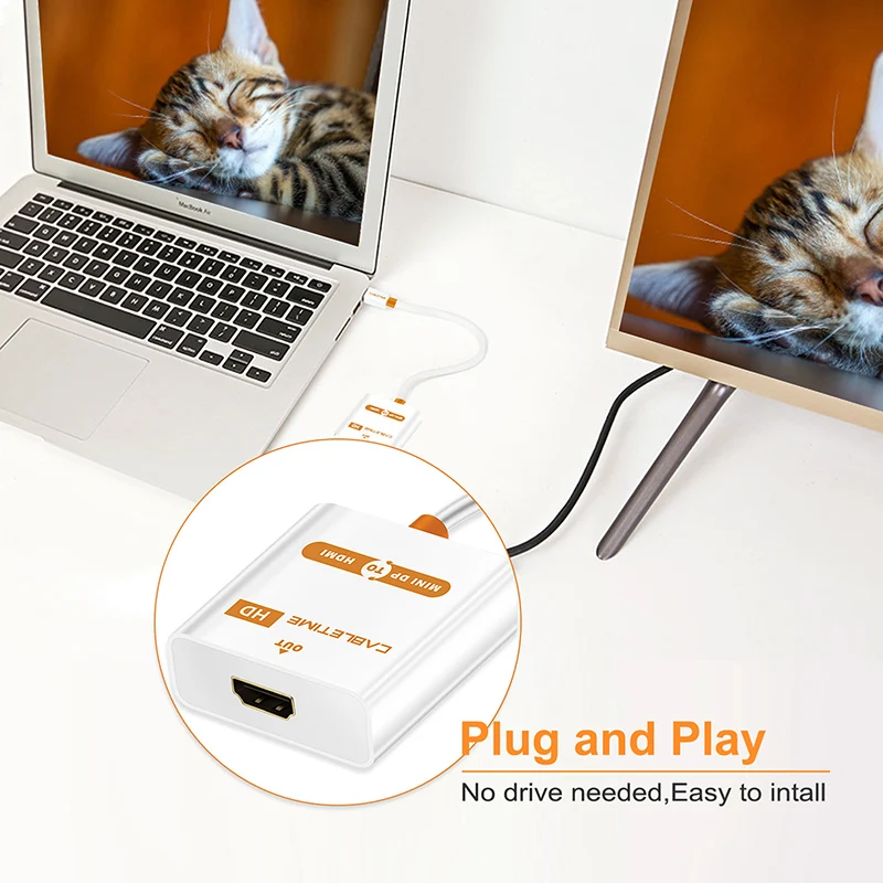Кабель Cabletime Thunderbolt Mini DP-HDMI активный кабель M/F адаптер DisplayPort-HDMI для MacBook Pro Air iMac