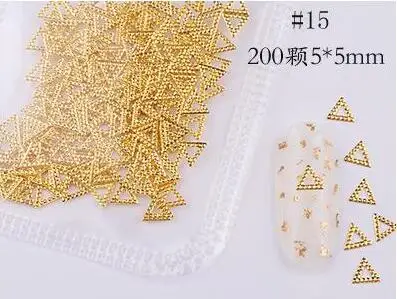 3D стальных шпилек/заклепки 200 шт./пакет японский 3D сплав для дизайна ногтей и заклепками JS08-31 полый круг* Квадратный* Треугольники аксессуары для ногтей, 01 - Цвет: color 15(200pcs)