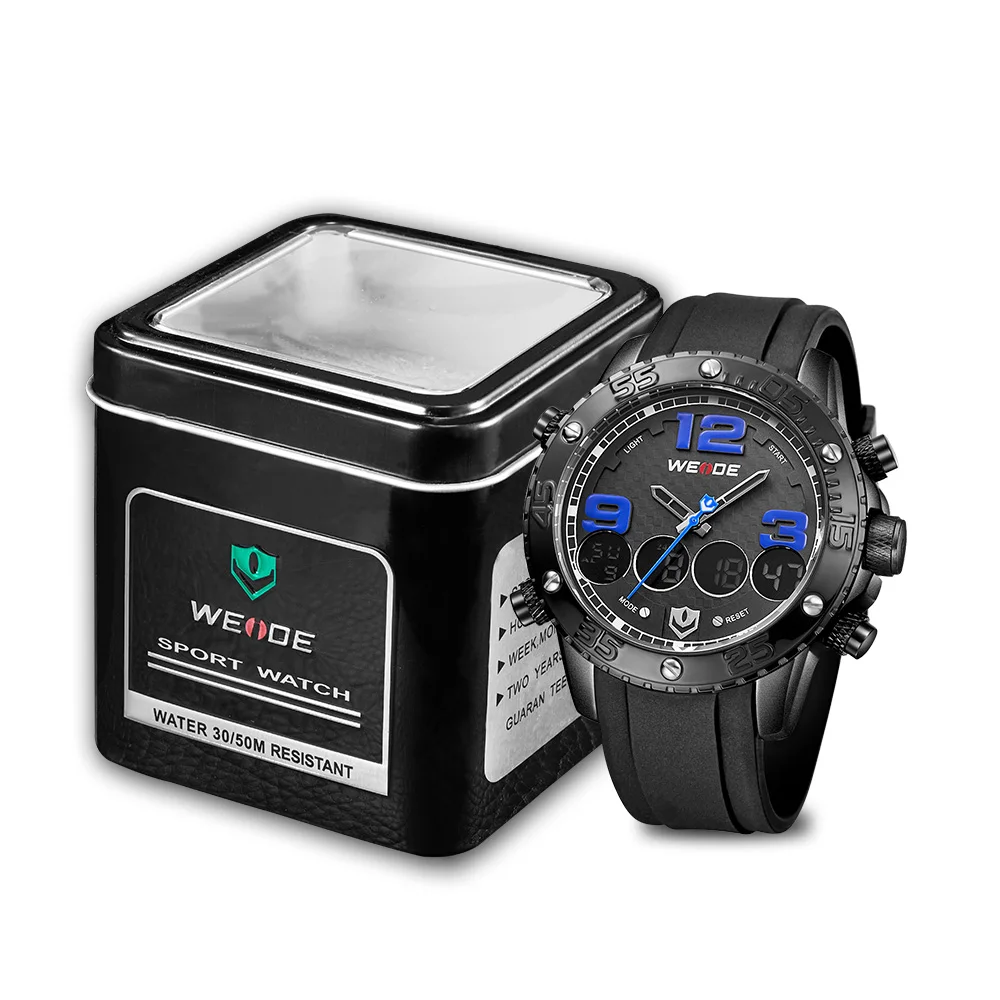 WEIDE Аналоговый Мужские часы лучший Роскошные брендовые водонепроницаемые