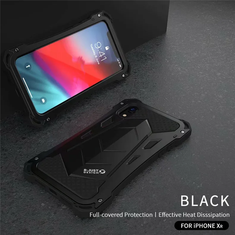 R-JUST для iPhone Xs чехол для MAX XR Coque водонепроницаемый ударопрочный Прочный металлический чехол для iPhone 7 8 Plus X полная защита