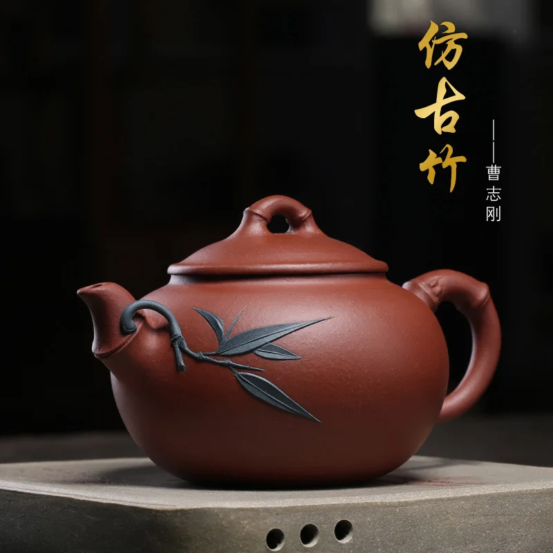 

purple sand tea set undressed ore qing cement bamboo stick bamboo all hand manually teapot zhi-gang cao are recommended