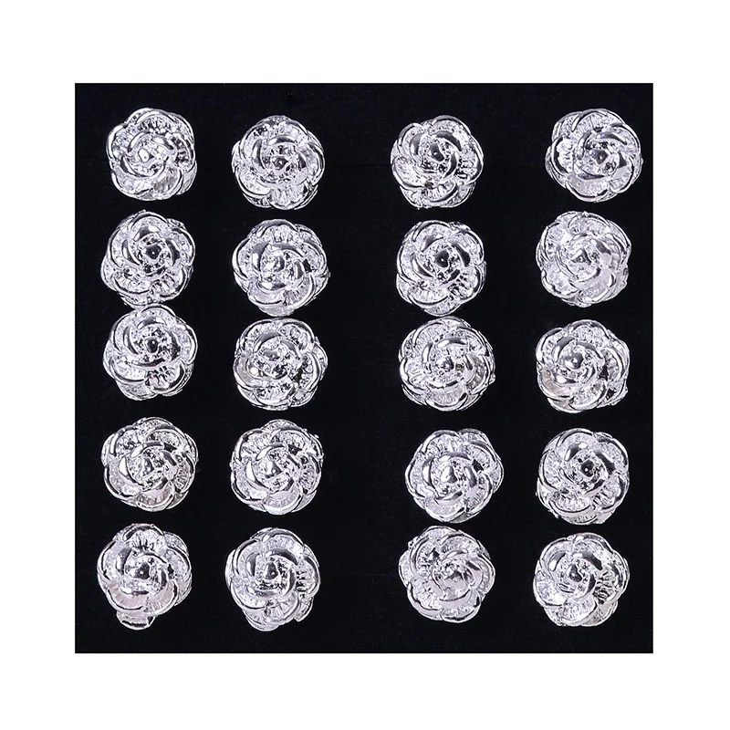Женские серьги гвоздики из стерлингового серебра 925 пробы милый розовый цветок 8