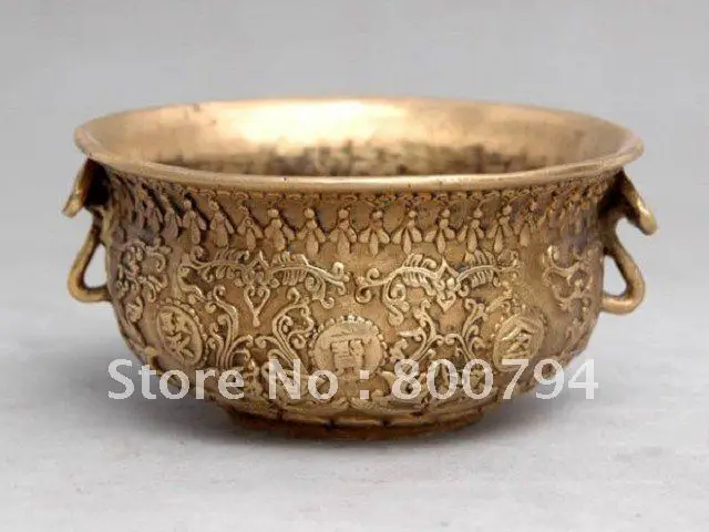 Collectable Qing Dynasty copper cornucopia pot,with carved, Decoration,Free shipping
