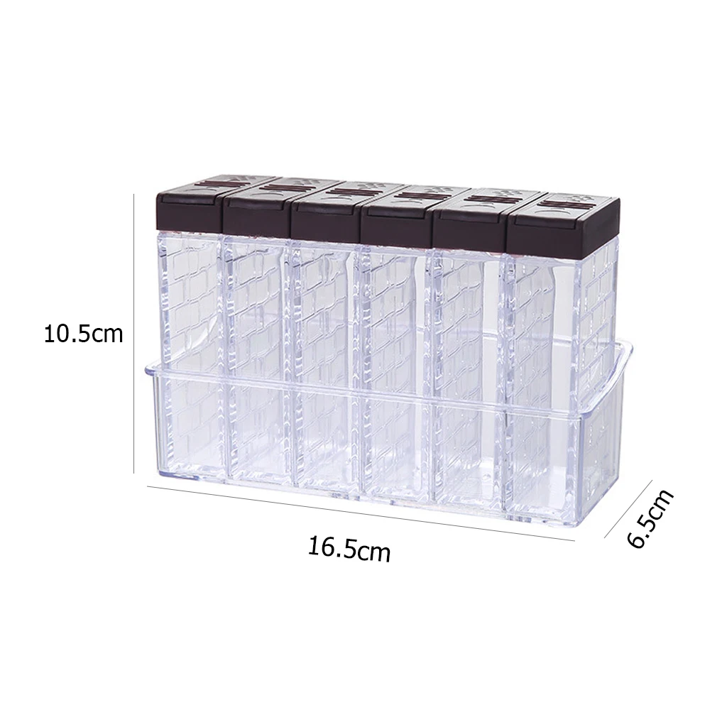 

6Pcs/Set Kitchen Spice Jar Spice Storage Bottle Transparent Seasoning Box Condiment Set Salt And Pepper Cumin Powder Storage J18