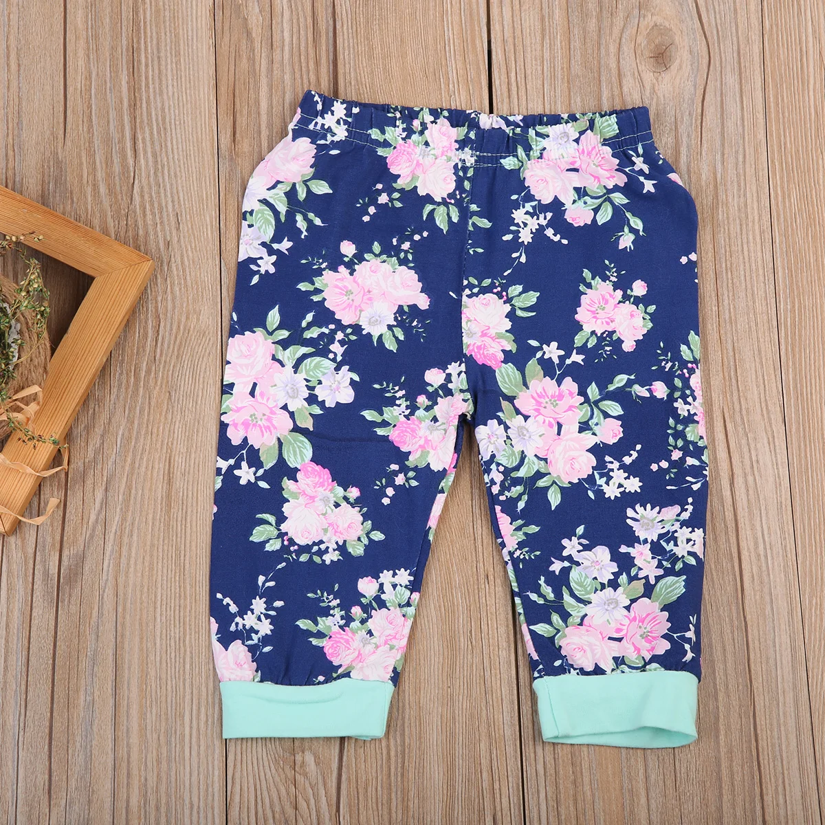 

Toddler Baby Girls Floral Hooded Clothing Sets Babies Flower Print Tops Hoodie Pants Home Outfits Set Clothes Green
