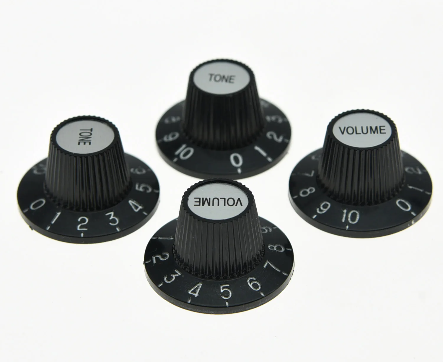 Dopro a Set of 4 Black With Black/Silver Guitar Witch Hat Knobs Fits For Les Paul Epiphone SG