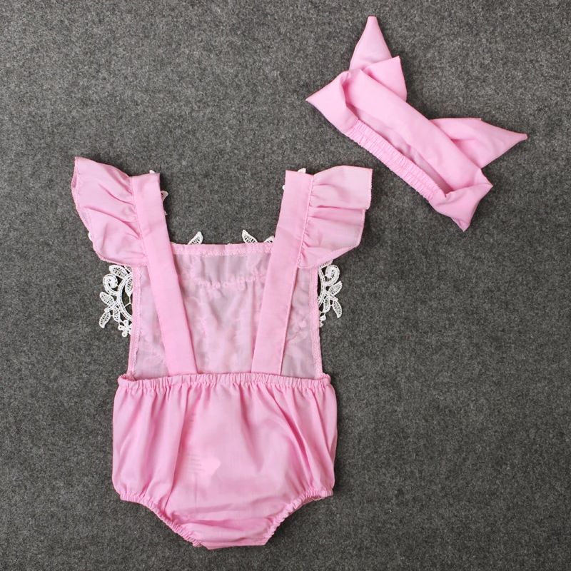 Одежда для новорожденных и грудного возраста Боди Хлопковое розовое кружевное