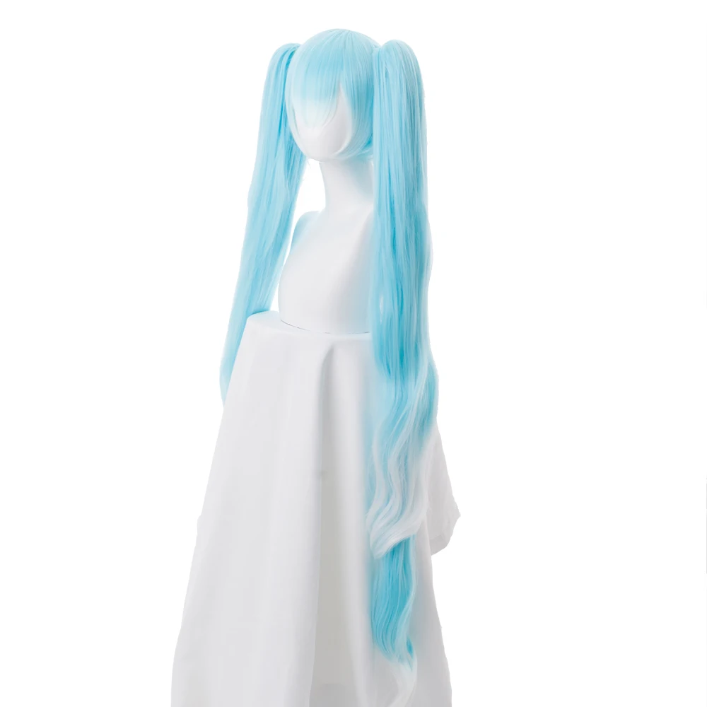 Аниме Vocaloid Hatsune Snow Miku косплей парик градиентный синий 120 см длинные волнистые