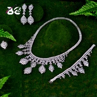 be 8 luxury women jewels elegant shape bridal cz necklace earrings bracelet ring 4pcs big wedding jewelry sets for bride s040