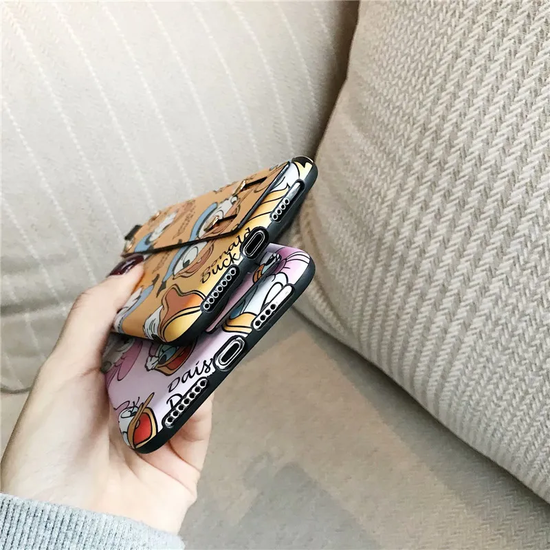 Чехол с милым мультяшным ремешком на запястье для iphone X XS XR XSMax Дональд Дак Микки