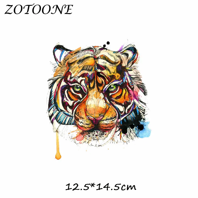 ZOTOONE железные нашивки для одежды акварельные с тигром Аппликация из бисера