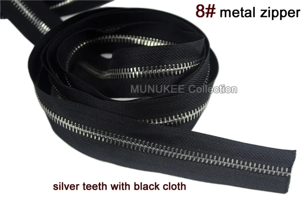 #8 молния Черная ткань серебряные зубы кофейная ТКАНЬ золотые металлическая для