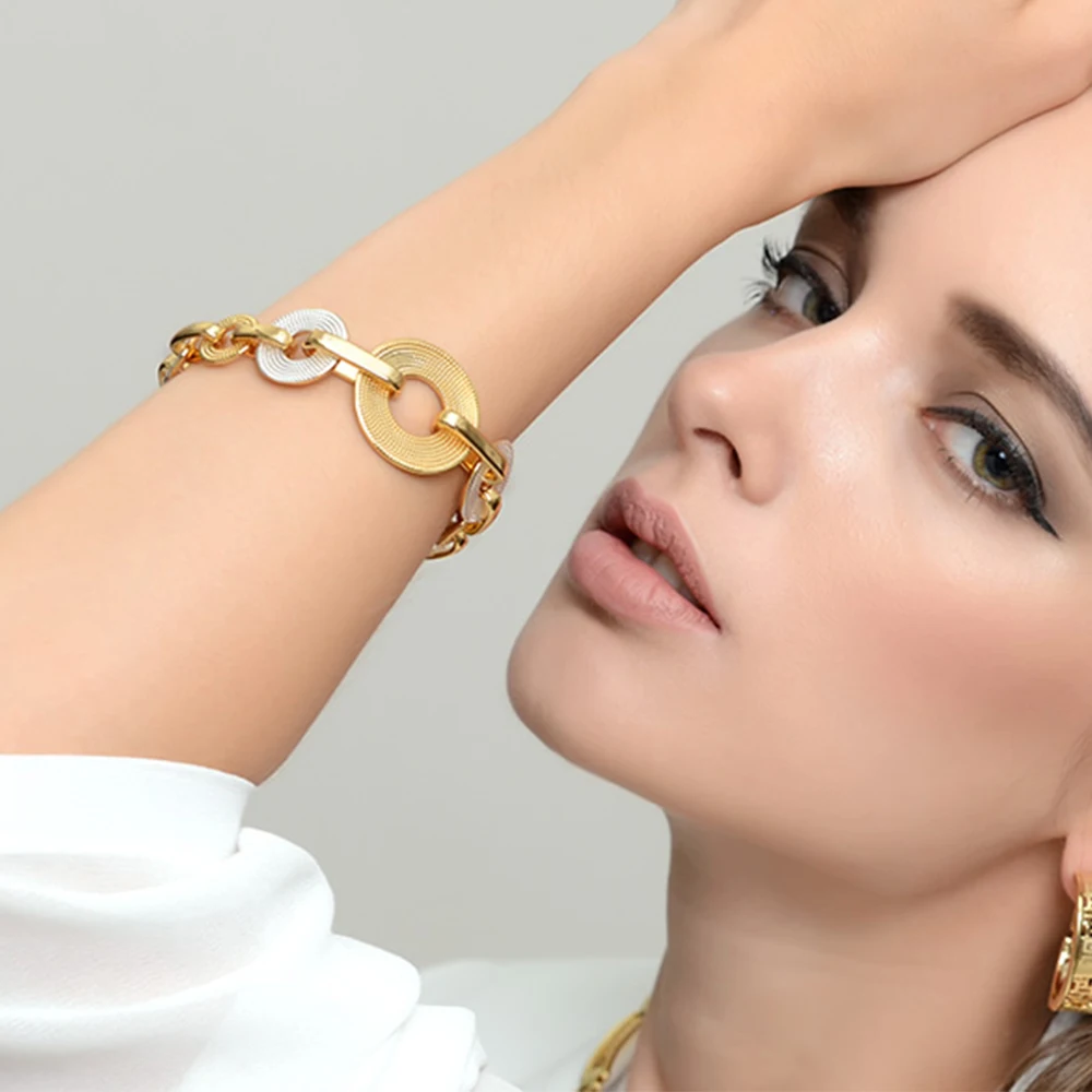 Viennois Золотые браслеты и для женщин Серебряный браслет Круглые Женские розовые