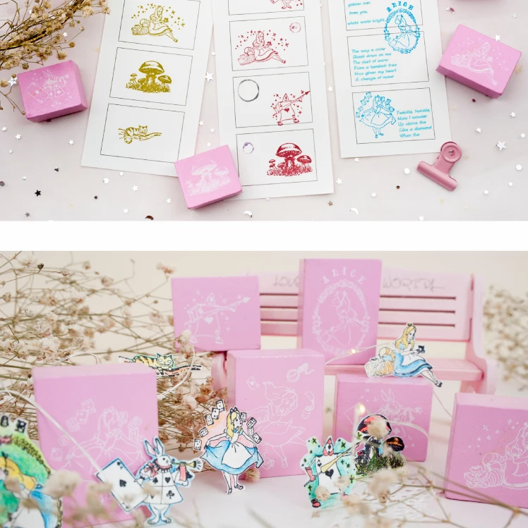 Alice Fairy Tales серия Деревянный штамп DIY Ремесло Деревянные и резиновые штампы для скрапбукинга канцелярские товары Скрапбукинг мини штамп