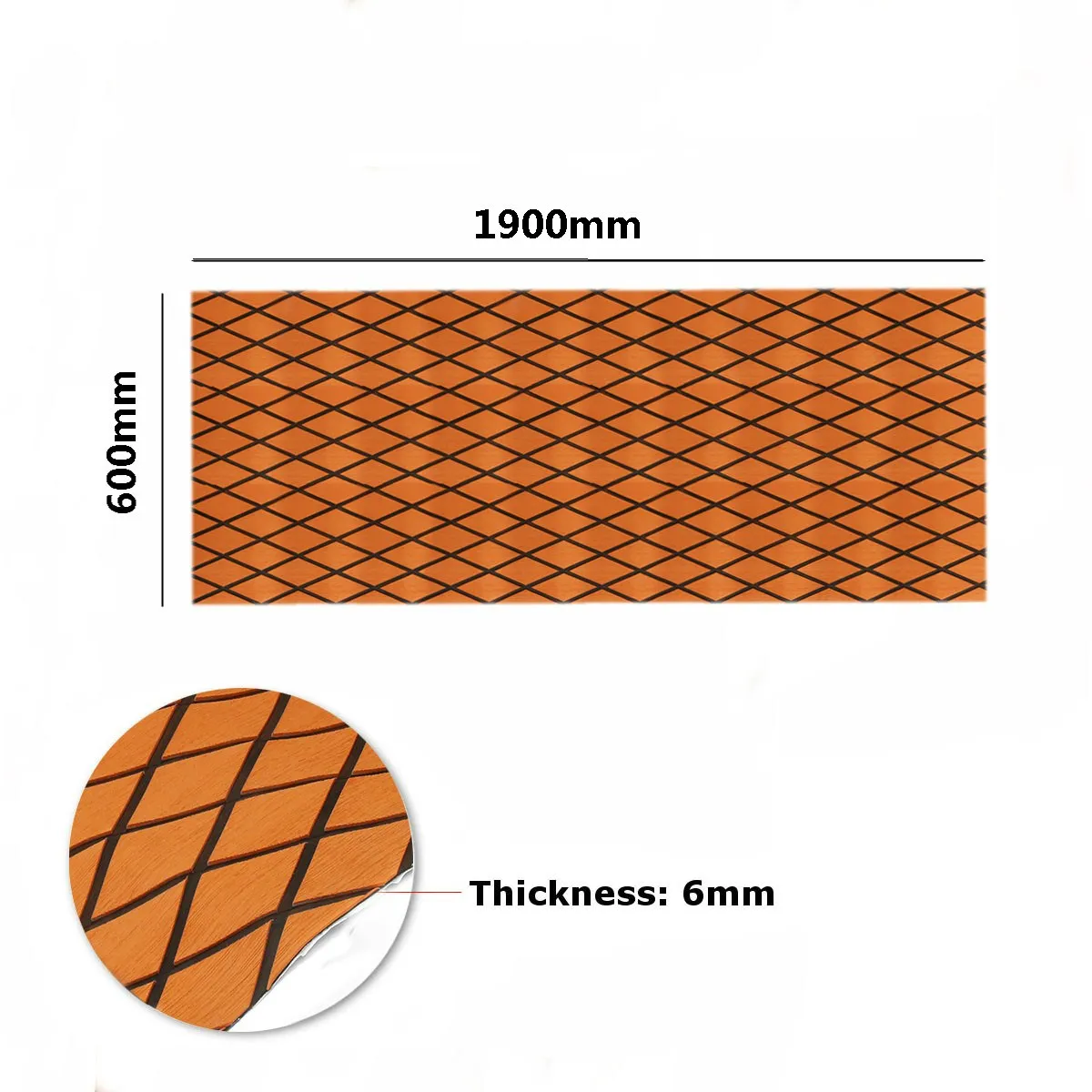 

60CMx190CM EVA Foam Marine Teak Sheet Touring Car Mat Flooring Synthetic Boat Decking Yacht Orange Black Pad High Density