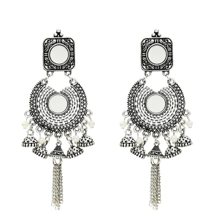 B Индийские длинные серьги с кисточками в этническом стиле Jhumka, Винтажные Ювелирные изделия из египетской турки - Окраска металла: B