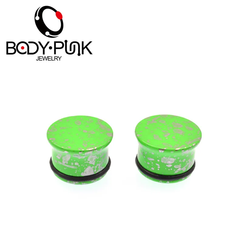 Украшения для пирсинга тела в стиле панк 1 пара зеленых акриловых затычек ушей