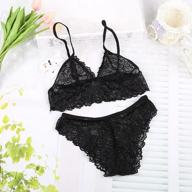 

Transparent Bra Set Women Lace Lingerie Wire Free Seamless Bras Push Up Sexy Panties Plus Size Intimates Women Underwear Sets Y3